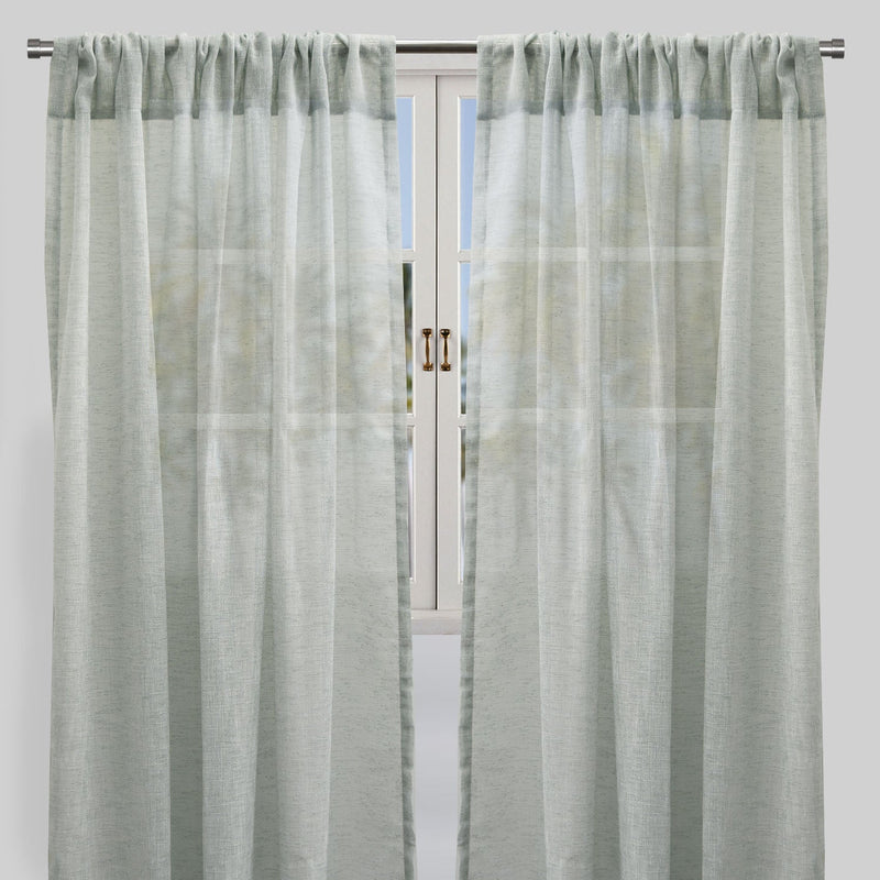 Champion Polyester Sheer Curtain Fabric - Metallic Linen Look, Transparent, 54" X 96", Rod Pocket, Set Of 2 (1 Pair)
