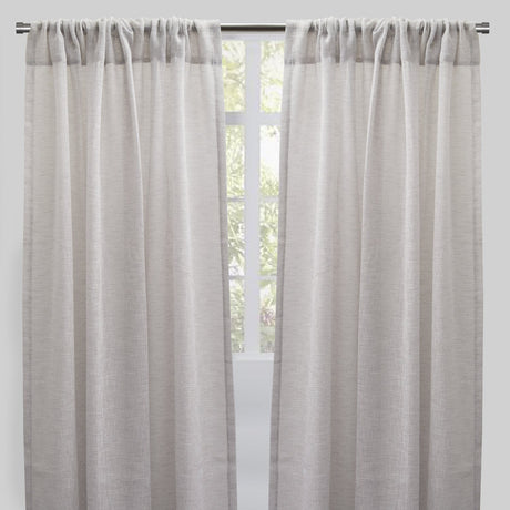 Champion Polyester Sheer Curtain Fabric - Metallic Linen Look, Transparent, 54" X 96", Rod Pocket, Set Of 2 (1 Pair)