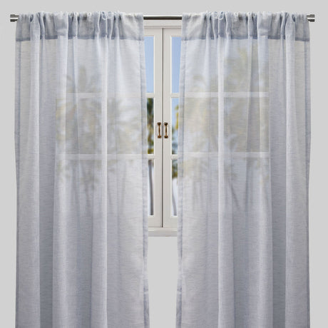 Champion Polyester Sheer Curtain Fabric - Metallic Linen Look, Transparent, 54" X 96", Rod Pocket, Set Of 2 (1 Pair)