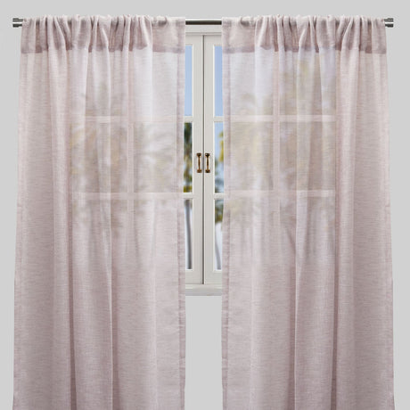 Champion Polyester Sheer Curtain Fabric - Metallic Linen Look, Transparent, 54" X 96", Rod Pocket, Set Of 2 (1 Pair)