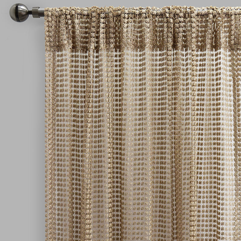 Clover Polyester Fabric - Metallic Floral Sheer, Beige, 54" X 96" (2 Panels)