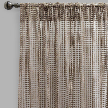 Clover Polyester Fabric - Metallic Floral Sheer, Beige, 54" X 96" (2 Panels)