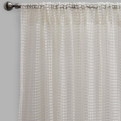 Clover Polyester Fabric - Metallic Floral Sheer, Beige, 54" X 96" (2 Panels)