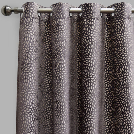 Codes Cut Velvet Curtain Fabric - Abstract Floral Look, 54" X 96", Grommet, Room Darkening (2 Panels)