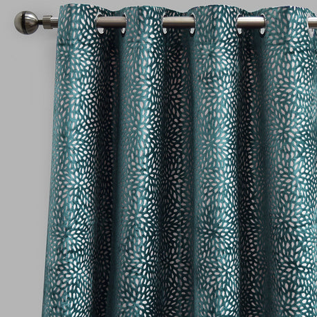 Codes Cut Velvet Curtain Fabric - Abstract Floral Look, 54" X 96", Grommet, Room Darkening (2 Panels)