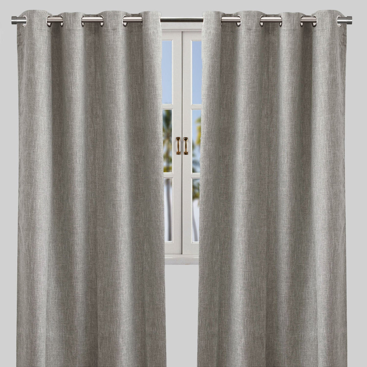 Colony Curtain Panels Polyester Fabric - Solid Linen Look Blackout, 50" X 84", Grommet, Latte, Gray, Teal, Sky (2 Panels)