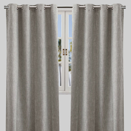 Colony Curtain Panels Polyester Fabric - Solid Linen Look Blackout, 50" X 84", Grommet, Latte, Gray, Teal, Sky (2 Panels)