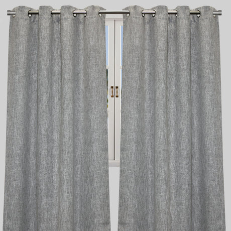 Colony Curtain Panels Polyester Fabric - Solid Linen Look Blackout, 50" X 84", Grommet, Latte, Gray, Teal, Sky (2 Panels)