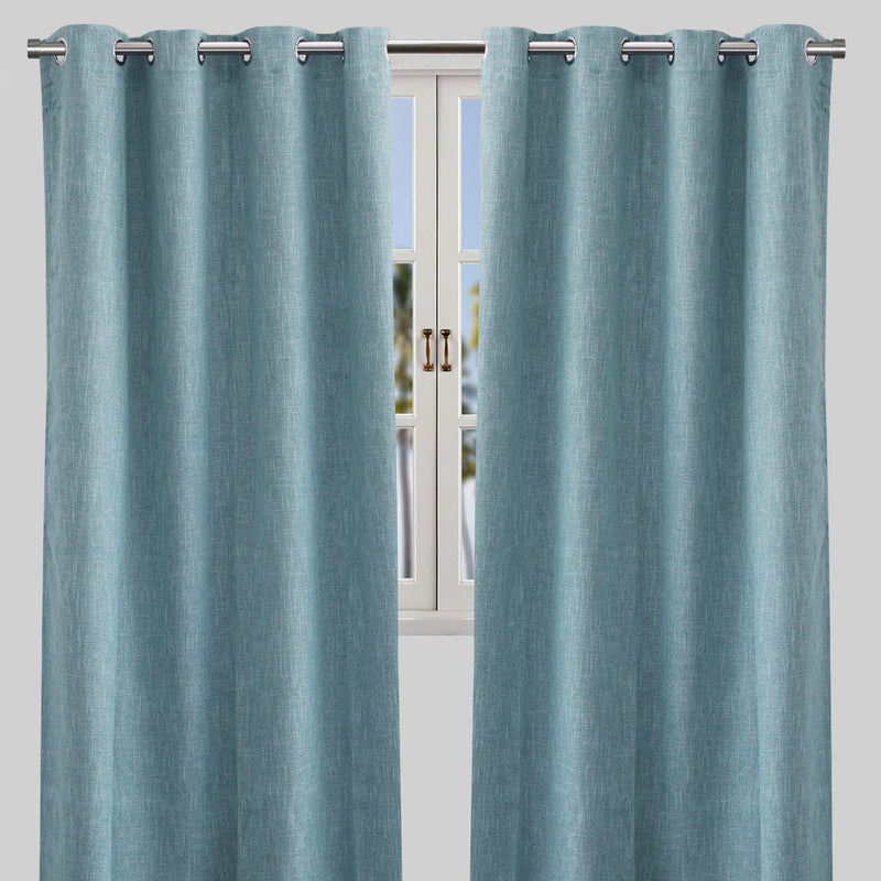 Colony Curtain Panels Polyester Fabric - Solid Linen Look Blackout, 50" X 84", Grommet, Latte, Gray, Teal, Sky (2 Panels)