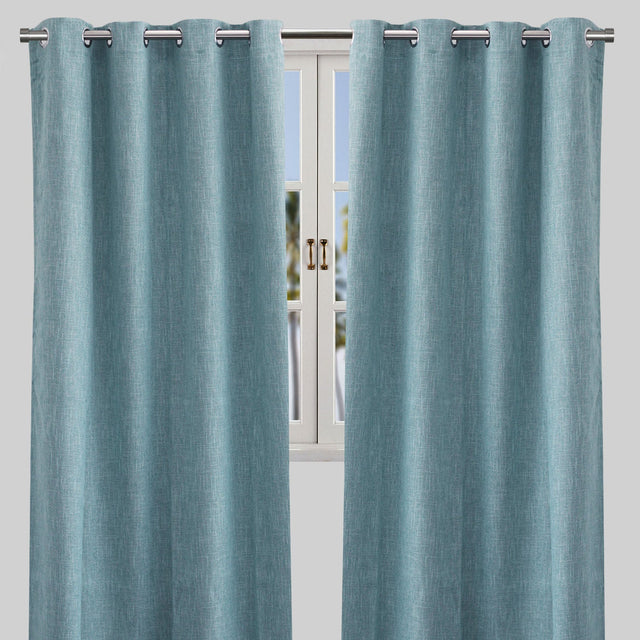 Colony Curtain Panels Polyester Fabric - Solid Linen Look Blackout, 50" X 84", Grommet, Latte, Gray, Teal, Sky (2 Panels)
