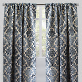 Georgina Curtain Panels Polyester Fabric - Traditional Damask Floral Cut Velvet Jacquard, 54" X 96", Rod Pocket, Room Darkening (1 Pair)