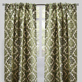 Georgina Curtain Panels Polyester Fabric - Traditional Damask Floral Cut Velvet Jacquard, 54" X 96", Rod Pocket, Room Darkening (1 Pair)