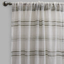 Giorgio Linen Look Polyester Fabric - Metallic Striped Sheer, 54" X 96", Spa, Gray, Beige (2 Panels)