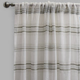 Giorgio Linen Look Polyester Fabric - Metallic Striped Sheer, 54" X 96", Spa, Gray, Beige (2 Panels)