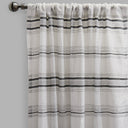Giorgio Linen Look Polyester Fabric - Metallic Striped Sheer, 54" X 96", Spa, Gray, Beige (2 Panels)