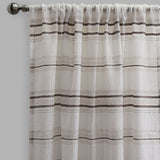 Giorgio Linen Look Polyester Fabric - Metallic Striped Sheer, 54" X 96", Spa, Gray, Beige (2 Panels)