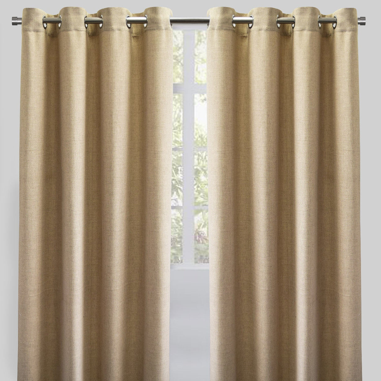 Halsey Polyester Fabric - Solid Textured Linen Look, 54" X 96" (Set Of 2)
