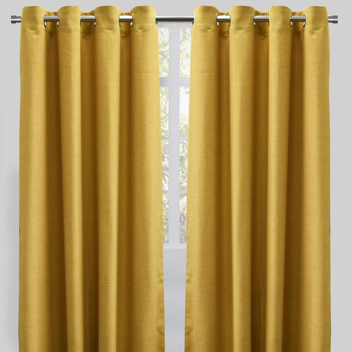 Halsey Polyester Fabric - Solid Textured Linen Look, 54" X 96" (Set Of 2)