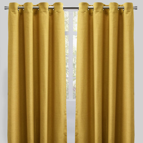 Halsey Polyester Fabric - Solid Textured Linen Look, 54" X 96" (Set Of 2)