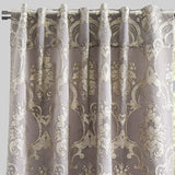 Katherine Traditional Jacquard Polyester Fabric - Textured Damask Faux Silk, Room Darkening, 54" X 96", Rod Pocket - Back Tab (1 Pair)