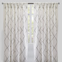 Katie Curtain Panels Polyester Fabric - Sheer Linen Look, Square Embroidery, 54" X 96" (Sold By The Pair)