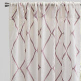 Katie Curtain Panels Polyester Fabric - Sheer Linen Look, Square Embroidery, 54" X 96" (Sold By The Pair)