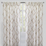 Katie Curtain Panels Polyester Fabric - Sheer Linen Look, Square Embroidery, 54" X 96" (Sold By The Pair)