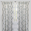 Katie Curtain Panels Polyester Fabric - Sheer Linen Look, Square Embroidery, 54" X 96" (Sold By The Pair)