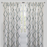 Katie Curtain Panels Polyester Fabric - Sheer Linen Look, Square Embroidery, 54" X 96" (Sold By The Pair)