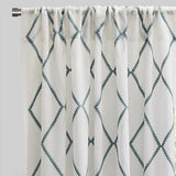 Katie Curtain Panels Polyester Fabric - Sheer Linen Look, Square Embroidery, 54" X 96" (Sold By The Pair)