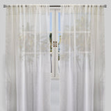 Larson Curtain Panels Polyester Fabric - Sheer Linen Look, Metallic Threading, White/Silver, 54X84, 54X96, Rod Pocket (Sold By The Pair)