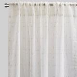 Larson Curtain Panels Polyester Fabric - Sheer Linen Look, Metallic Threading, White/Silver, 54X84, 54X96, Rod Pocket (Sold By The Pair)