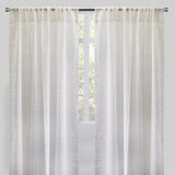 Larson Curtain Panels Polyester Fabric - Sheer Linen Look, Metallic Threading, White/Silver, 54X84, 54X96, Rod Pocket (Sold By The Pair)