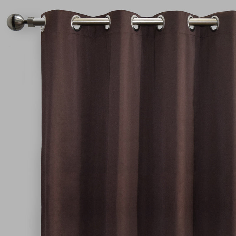 Lounge Curtain Panels Cotton-Blend Fabric - Espresso Solid Shiny, 54" X 108" Height, Grommet (1 Pair)