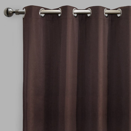 Lounge Curtain Panels Cotton-Blend Fabric - Espresso Solid Shiny, 54" X 108" Height, Grommet (1 Pair)