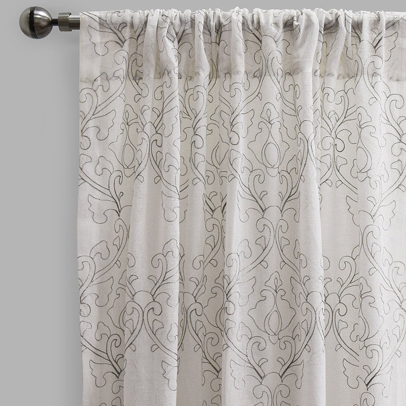 Mercury Metallic Damask Sheer Polyester Fabric - Silver/Metallic, 58" Width (1 Yard)