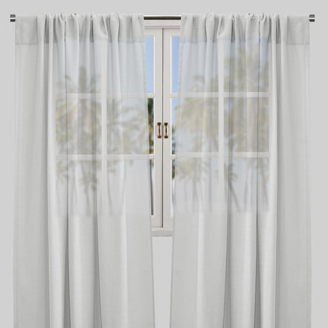 Moretti Linen Look Sheer Polyester Fabric - Solid, Transparent, 54" Width, 84" Height (Sold By The Pair)