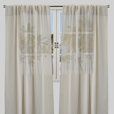 Moretti Linen Look Sheer Polyester Fabric - Solid, Transparent, 54" Width, 84" Height (Sold By The Pair)