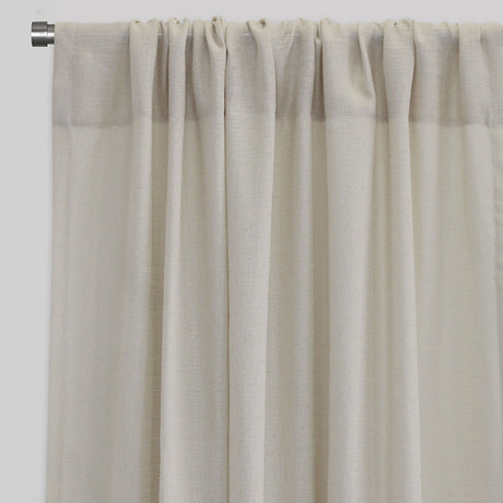 Moretti Linen Look Sheer Polyester Fabric - Solid, Transparent, 54" Width, 84" Height (Sold By The Pair)