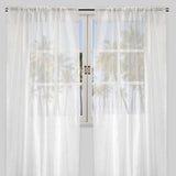 Morocco Polyester Fabric - Solid Textured Metallic Sheer, White/Ivory/Silver, 54" X 84" Or 54" X 96" (Set Of 2)
