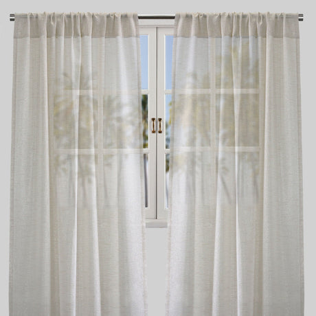 Morocco Polyester Fabric - Solid Textured Metallic Sheer, White/Ivory/Silver, 54" X 84" Or 54" X 96" (Set Of 2)