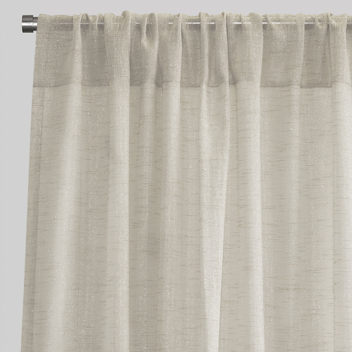 Morocco Polyester Fabric - Solid Textured Metallic Sheer, White/Ivory/Silver, 54" X 84" Or 54" X 96" (Set Of 2)