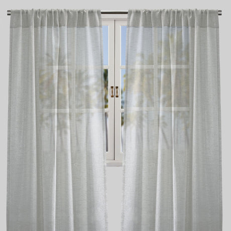 Morocco Polyester Fabric - Solid Textured Metallic Sheer, White/Ivory/Silver, 54" X 84" Or 54" X 96" (Set Of 2)