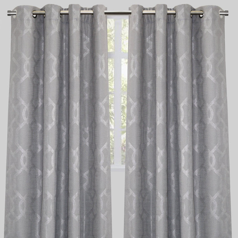 Mundial Polyester Fabric - Charcoal Geometric Print, 54" X 96" (Set Of 2)