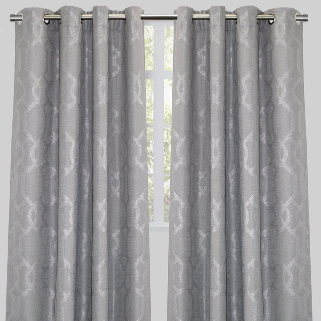 Mundial Polyester Fabric - Charcoal Geometric Print, 54" X 96" (Set Of 2)