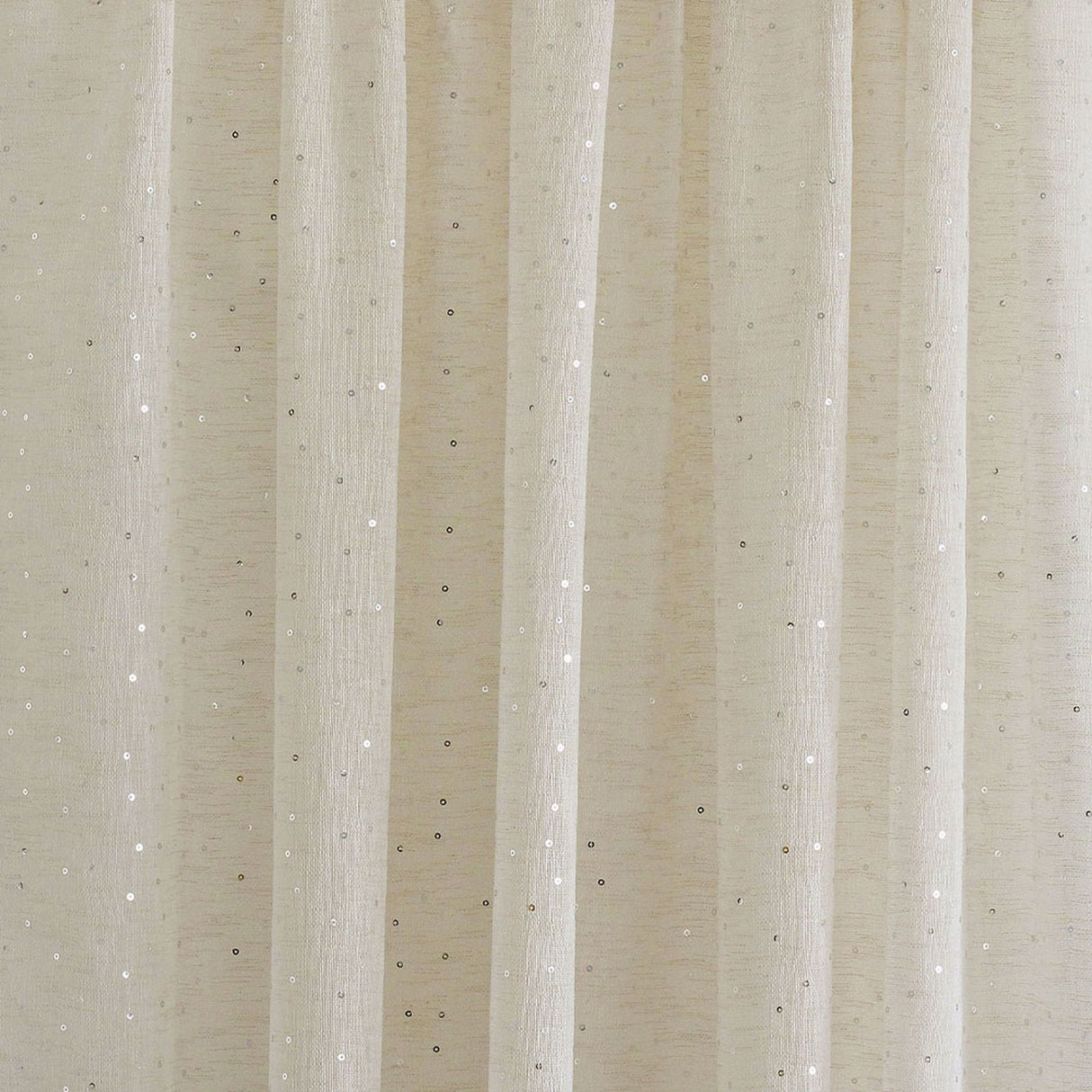 Polak Sheer Sequins With Dots Polyester Fabric - Ivory, Natural, 118" Width (1 Yard)