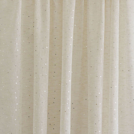 Polak Sheer Sequins With Dots Polyester Fabric - Ivory, Natural, 118" Width (1 Yard)