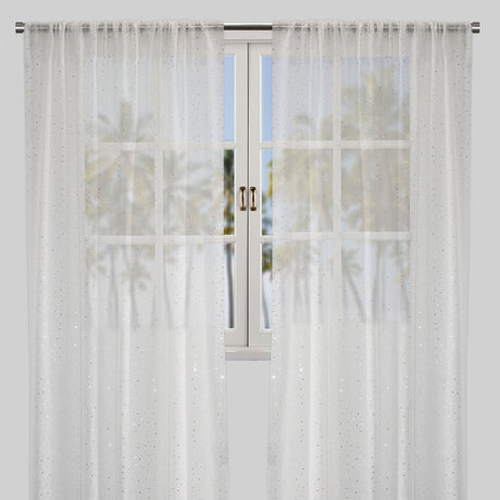 Polak Sheer Polyester Fabric - Sequins, Ivory, 54X84, 54X96, Rod Pocket (Set Of 2)