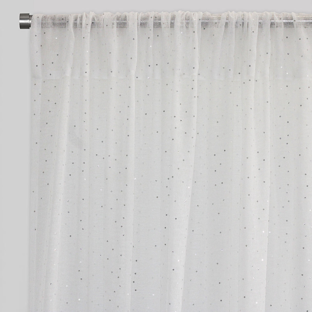 Polak Sheer Polyester Fabric - Sequins, Ivory, 54X84, 54X96, Rod Pocket (Set Of 2)