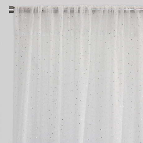 Polak Sheer Polyester Fabric - Sequins, Ivory, 54X84, 54X96, Rod Pocket (Set Of 2)
